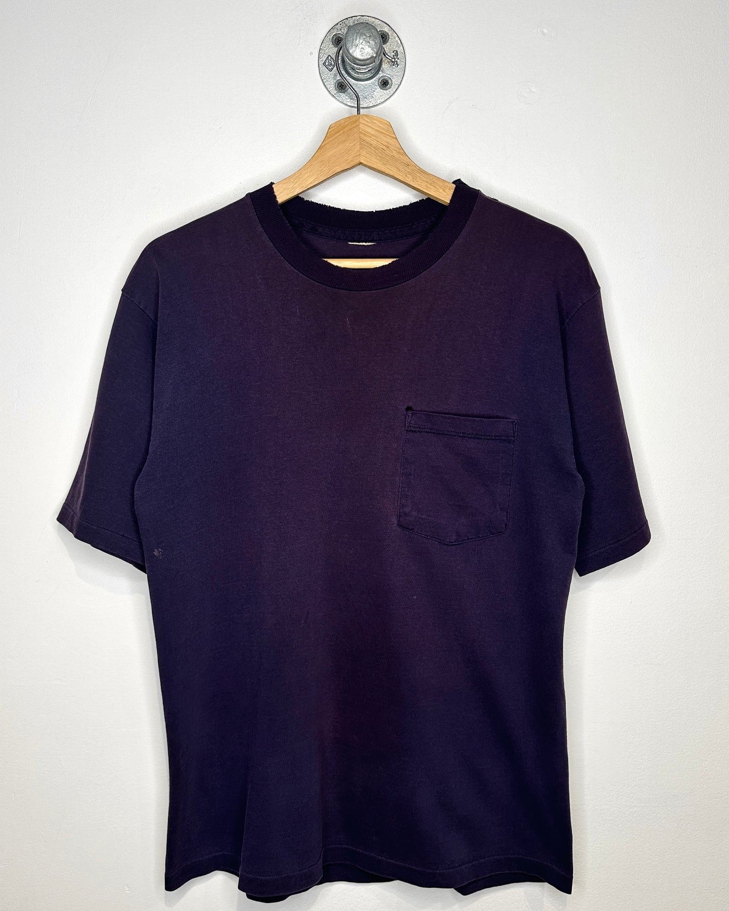 Vintage 90s Faded Navy Blue Pocket Tee Shirt