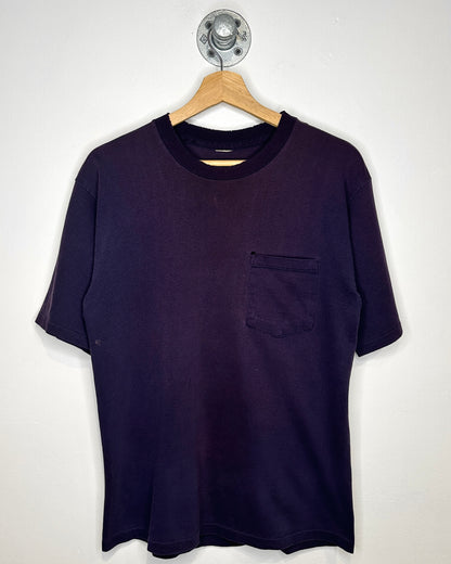 Vintage 90s Faded Navy Blue Pocket Tee Shirt