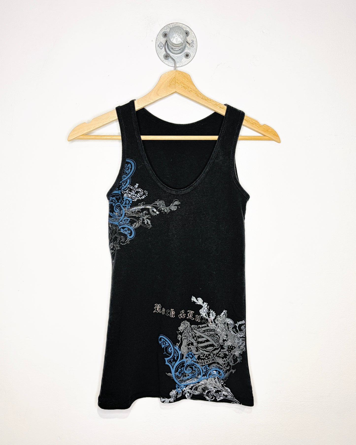 Y2K Women's Rock & Luxe Black Ribbed Tank Top