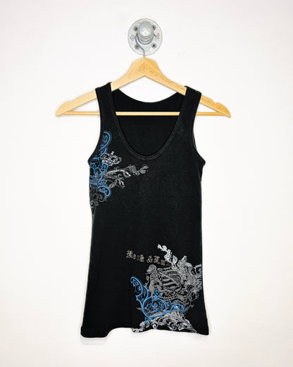 Y2K Women's Rock & Luxe Black Ribbed Tank Top