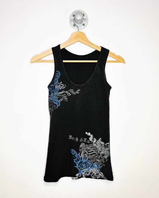 Y2K Women's Rock & Luxe Black Ribbed Tank Top