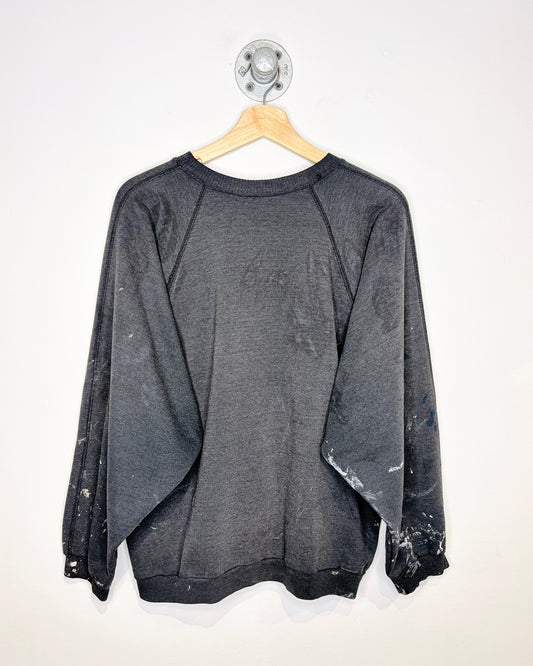 Vintage 1988 Le Chateau Calgary Faded Black Distressed Crewneck Sweatshirt