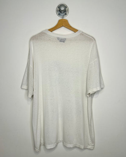 Vintage Birdhouse Scene Paper Thin White Tee Shirt