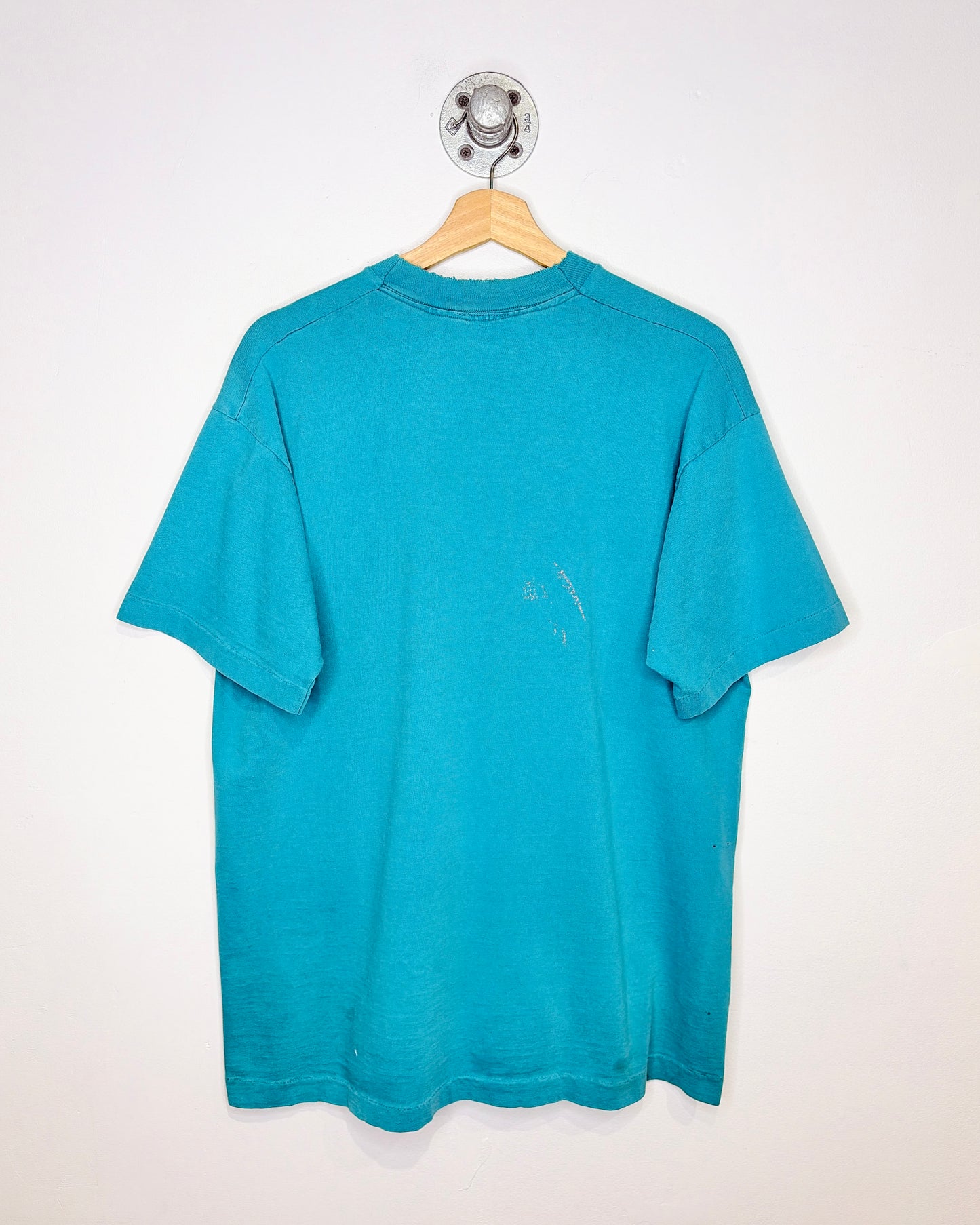 Vintage 90s Distressed “Don’t Go There” Teal Tee Shirt