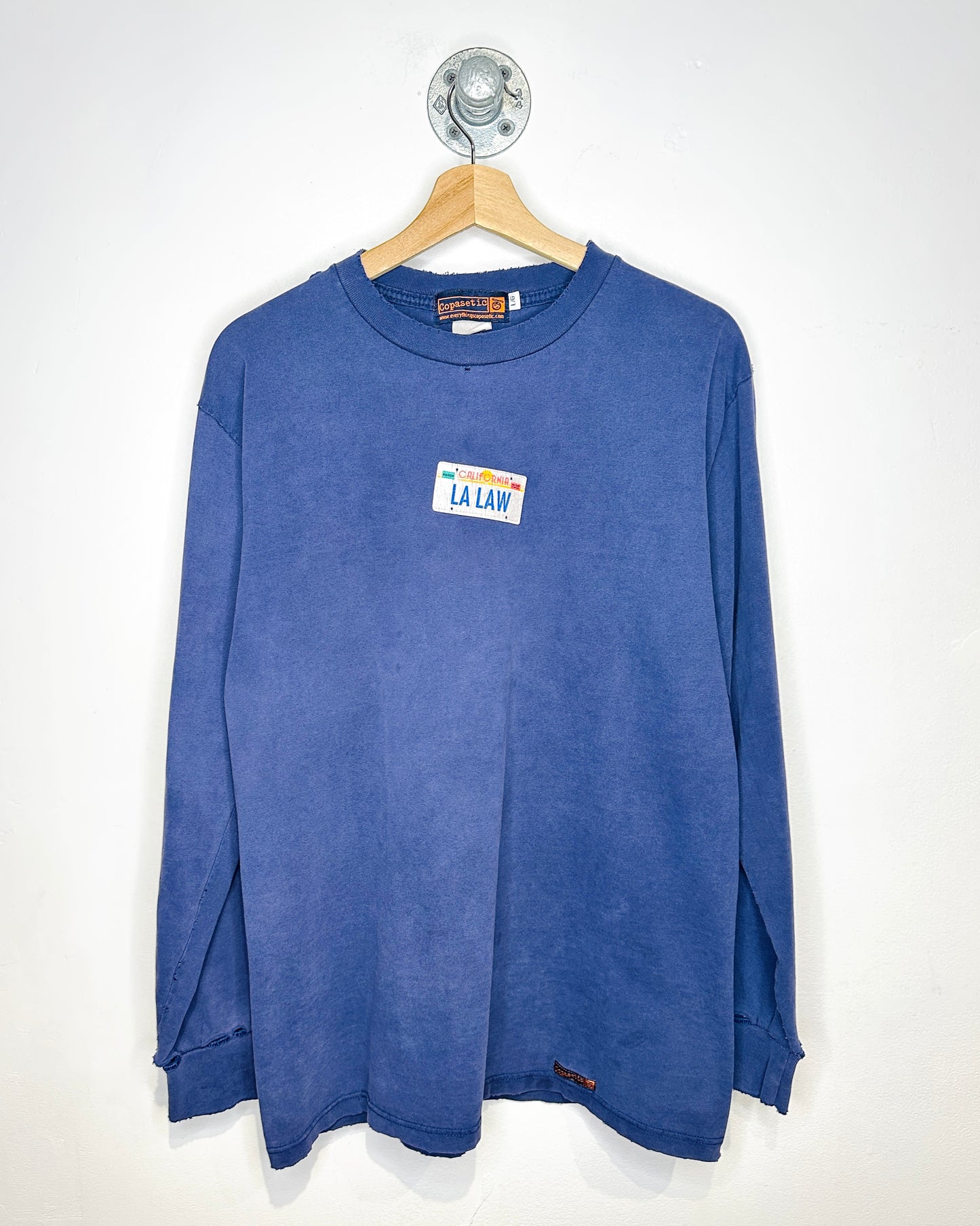 Vintage 90s LA Law California Distressed Navy Blue Longsleeve Shirt