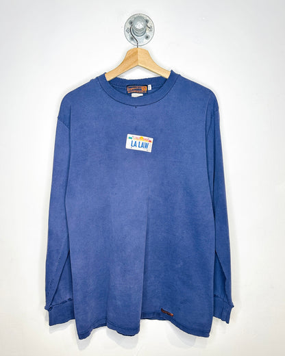 Vintage 90s LA Law California Distressed Navy Blue Longsleeve Shirt
