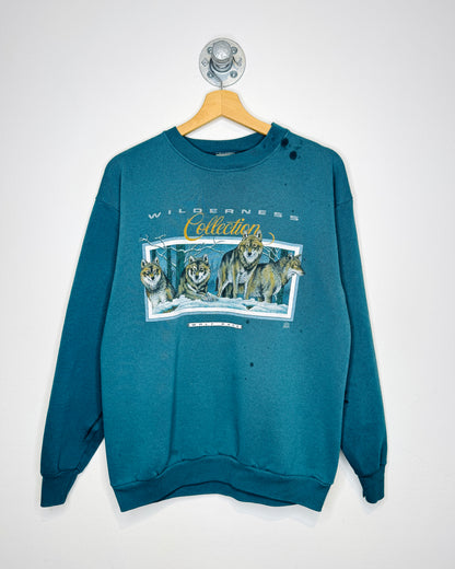 Vintage 1994 Wilderness Collection Wolfpack Green Crewneck Sweatshirt