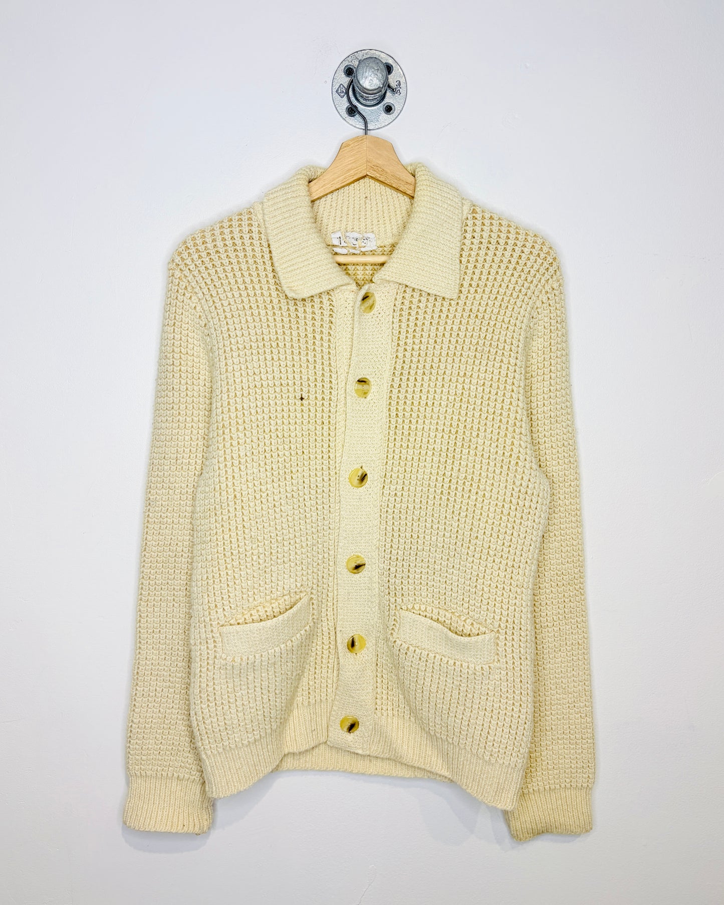 Vintage Cream Collared Button Up Cardigan