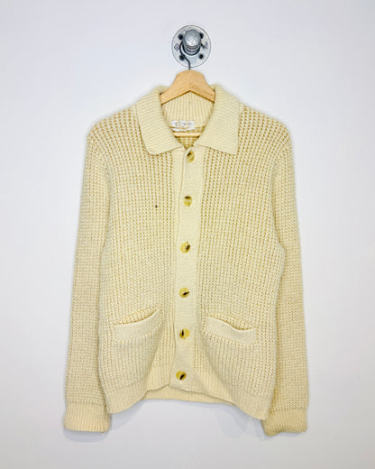 Vintage Cream Collared Button Up Cardigan