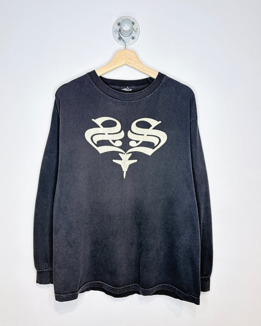 2000s S S Fighter Jet Faded Black Longsleeve Shirt