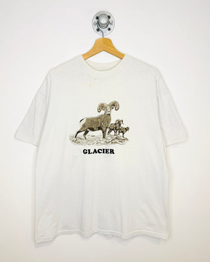 Vintage 1984 Glacier Bighorn Sheep White Tee Shirt