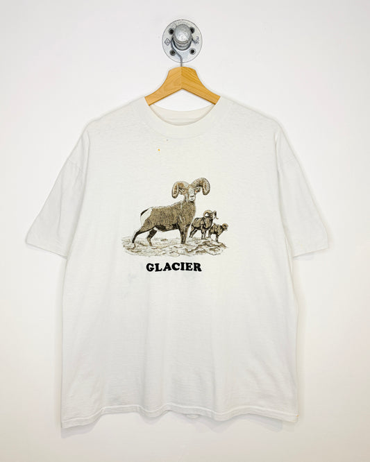 Vintage 1984 Glacier Bighorn Sheep White Tee Shirt
