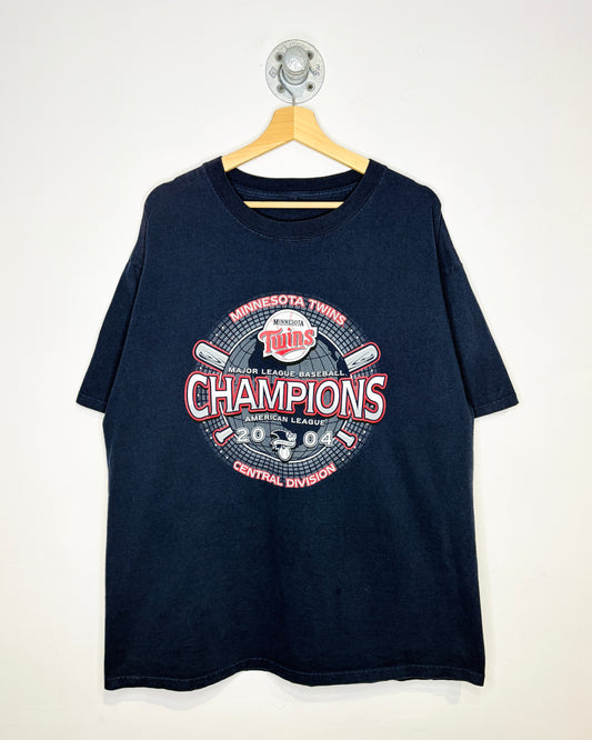 Vintage 2004 Minnesota Twins MLB Champions Navy Blue Tee Shirt