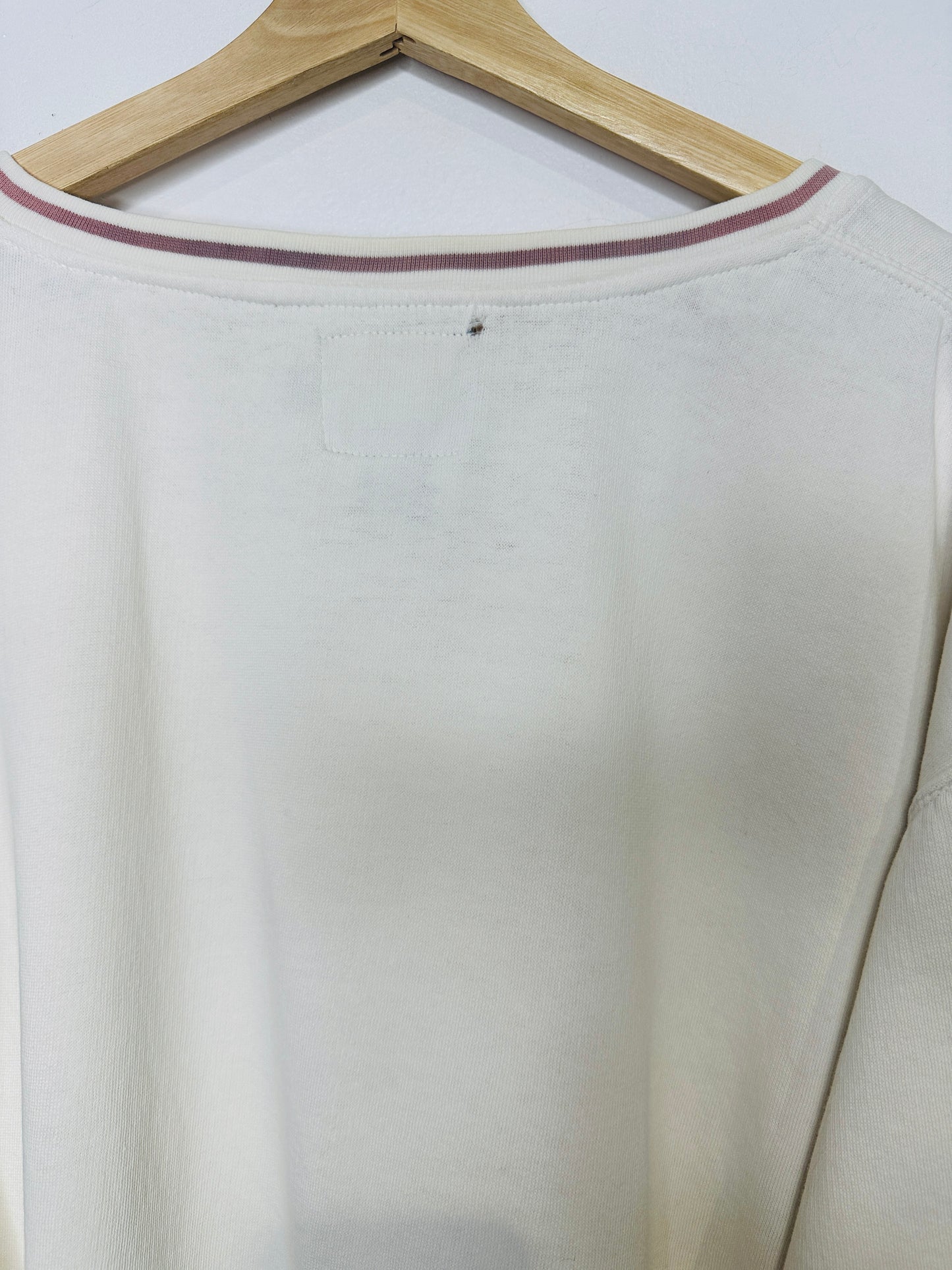 Vintage 1990s Chaps Ralph Lauren White And Pink V-Neck Sweatshirt