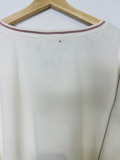 Vintage 1990s Chaps Ralph Lauren White And Pink V-Neck Sweatshirt