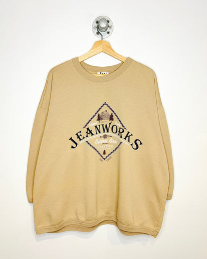 Vintage 1990s Jean Works Short Sleeve Beige Sweatshirt