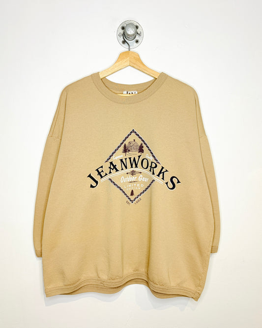 Vintage 1990s Jean Works Short Sleeve Beige Sweatshirt