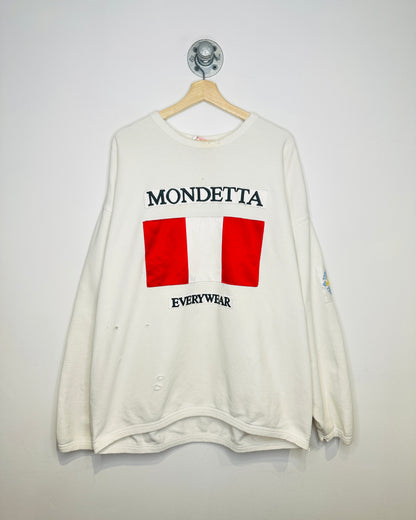 Vintage 1990s Mondetta Everywear Made In Canada Thrashed White Crewneck Sweatshirt
