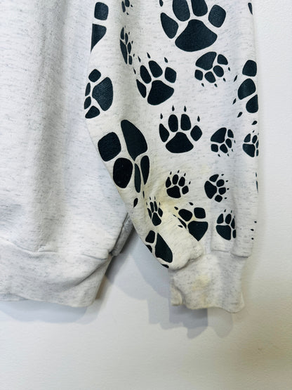 Vintage 1990s Canada Wolf Quarter Zip Grey Sweatshirt