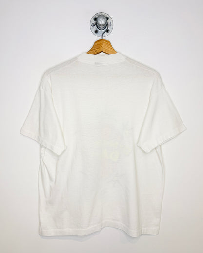 Vintage 1987 Boxy Novel Teez “Dynamite Dad” Paper Thin White Tee Shirt