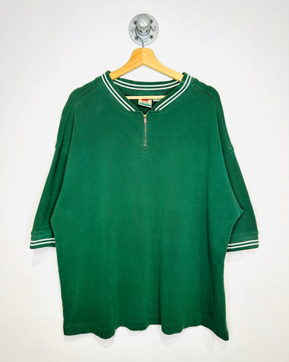 Levi’s Quarter Zip Green Short Sleeve Striped Shirt