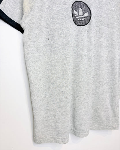 Vintage 80s Adidas TwoTone Grey & Black Ringer Tee Shirt