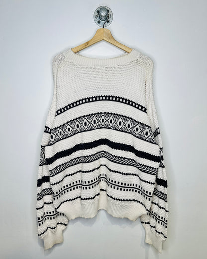 Vintage Sears Patterned White Knit Sweater