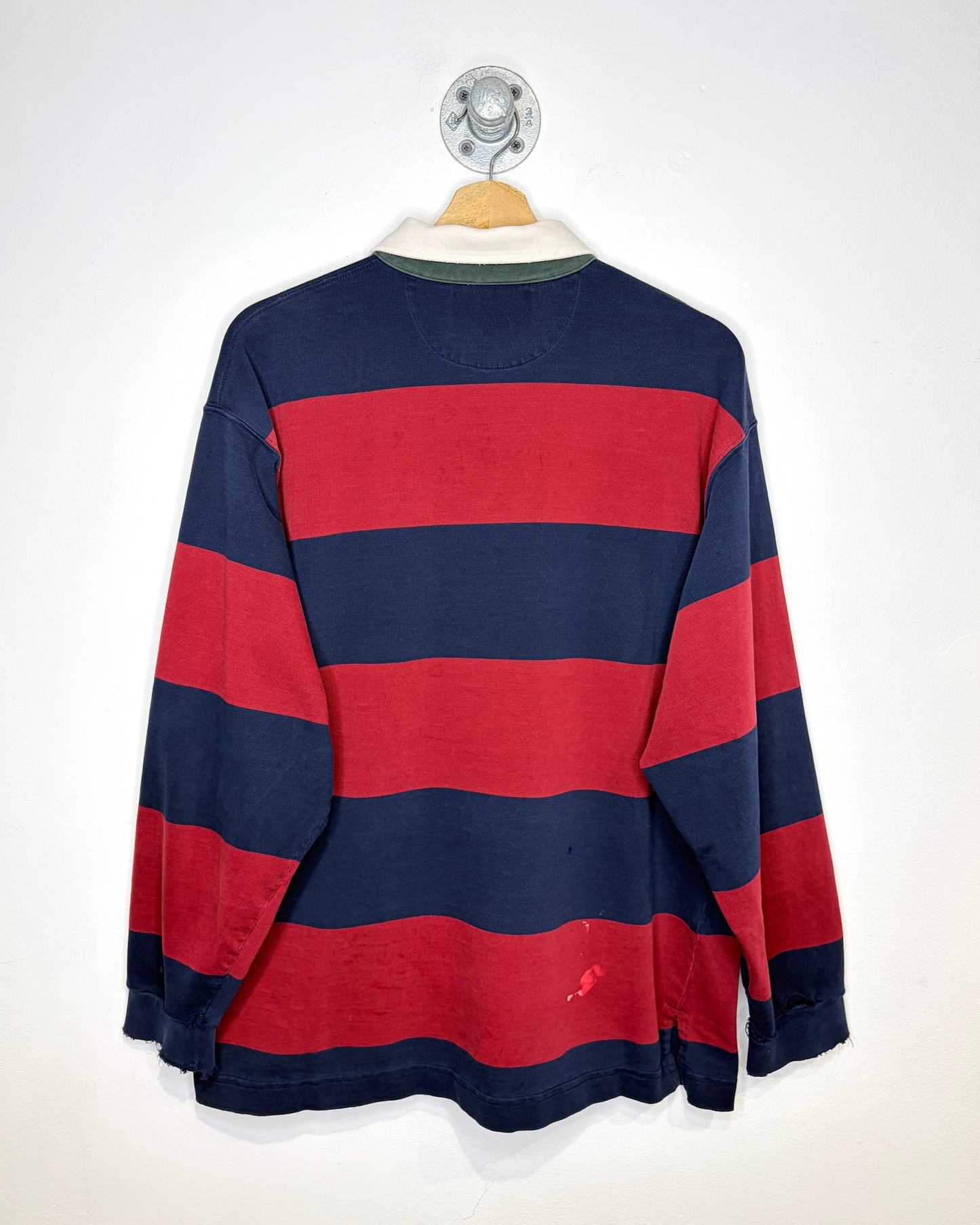 Vintage 90s Lands End Navy & Red Rugby Shirt