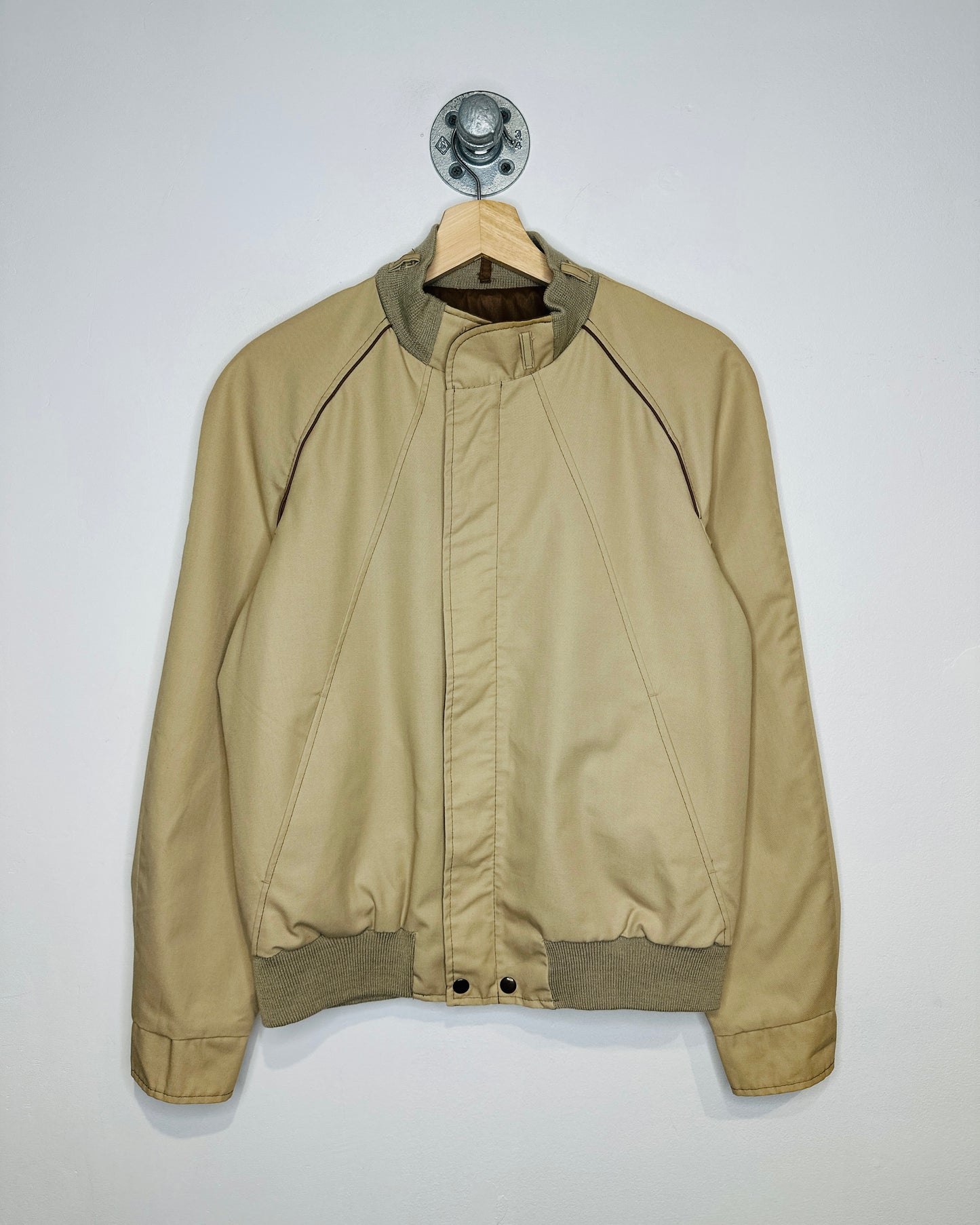 Vintage 1980s Members Only Brown And Beige Reversible Bomber Jacket