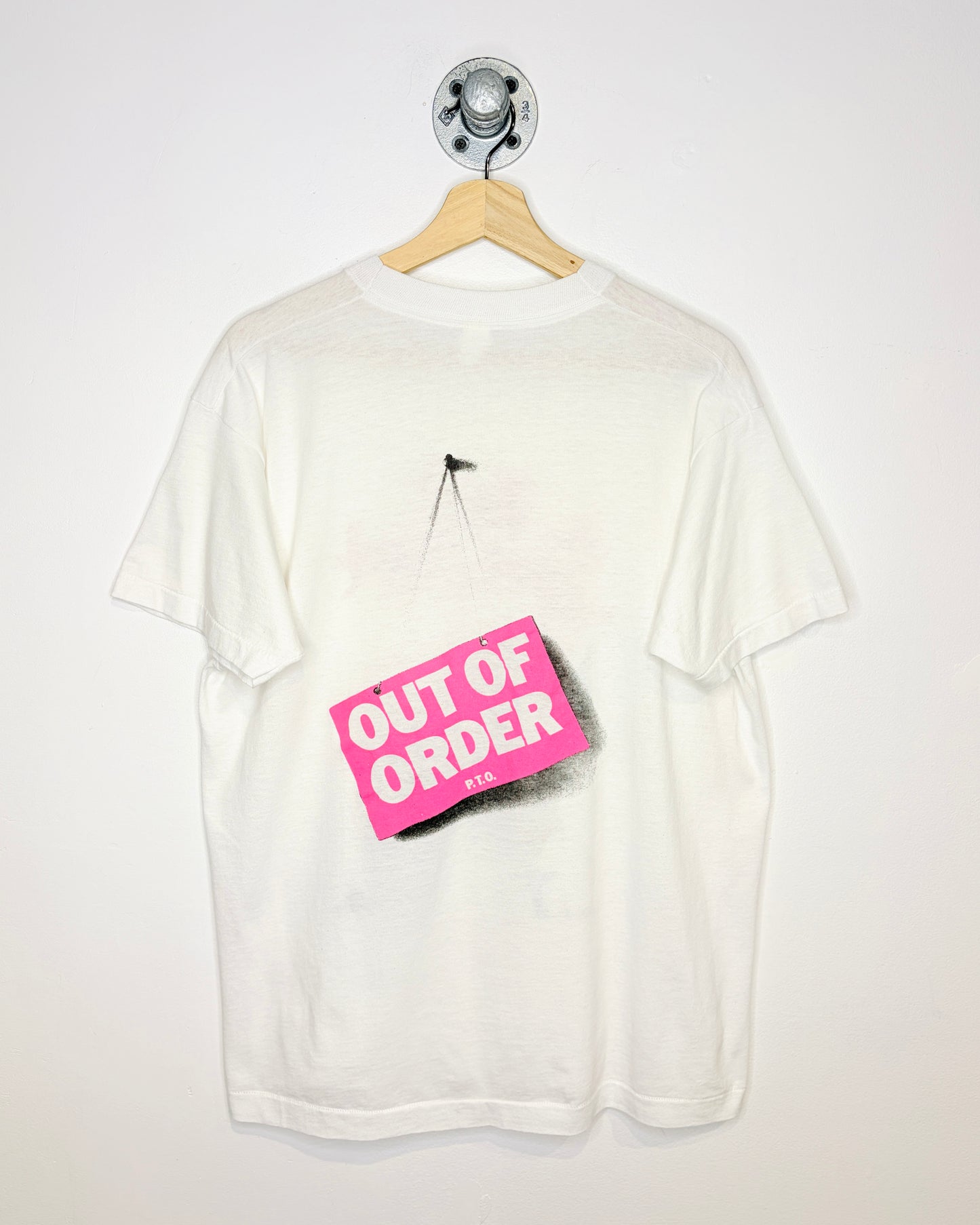 Vintage 1988 Rod Stewart Out Of Order Paper Thin White Tee Shirt