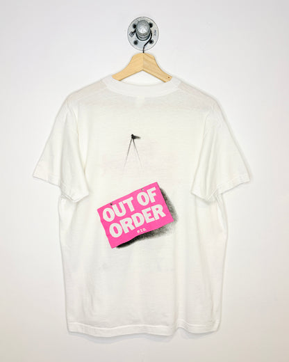 Vintage 1988 Rod Stewart Out Of Order Paper Thin White Tee Shirt