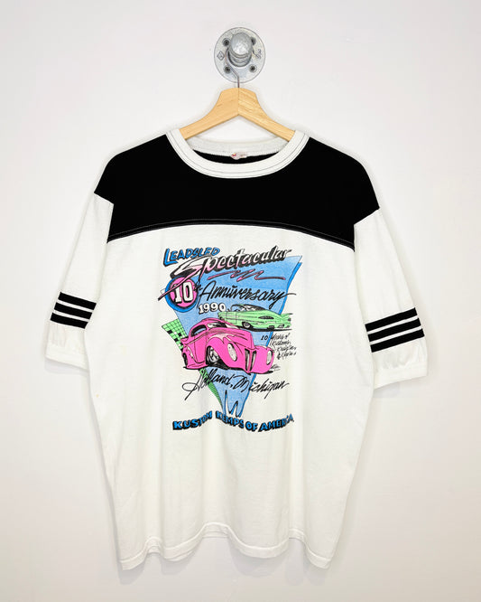 Vintage 1990 Leadsled Spectacular TwoTone White Ringer Tee Shirt