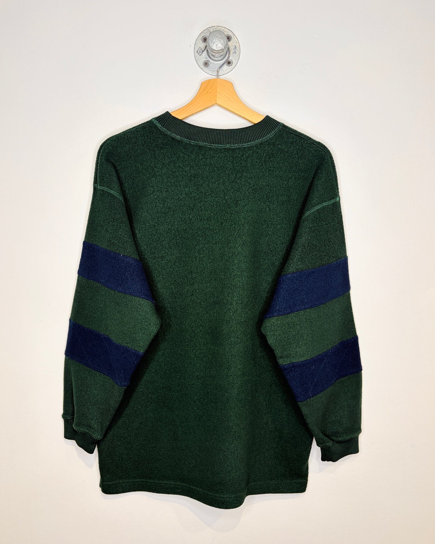 Vintage “B” Crest TwoTone Green & Navy Fleece Crewneck Sweatshirt