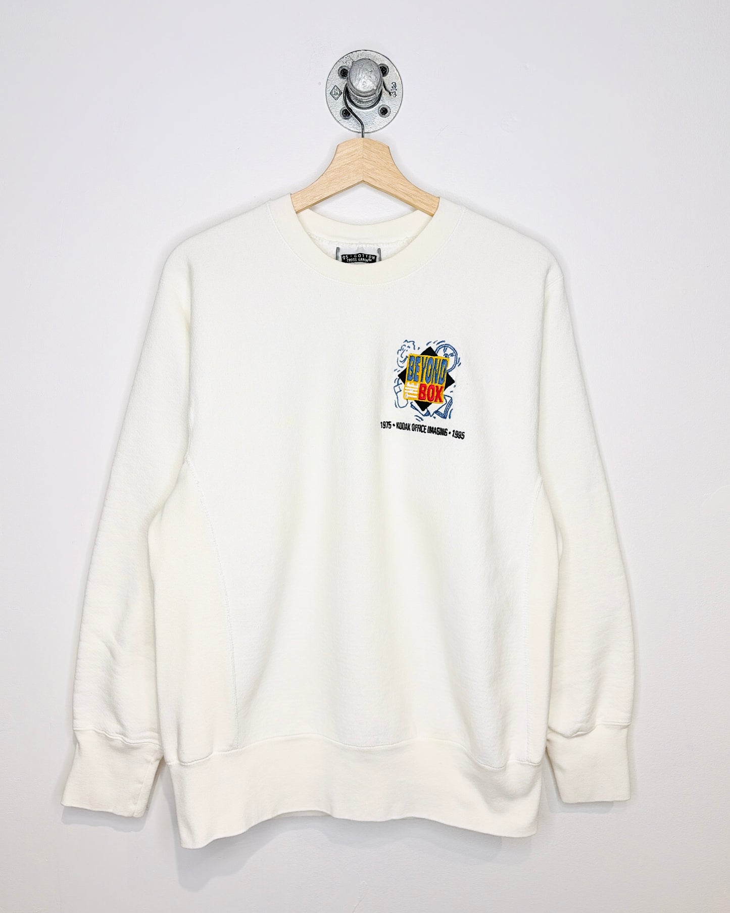 Vintage 1995 Kodak Office Imaging White Cross Grain Crewneck Sweatshirt
