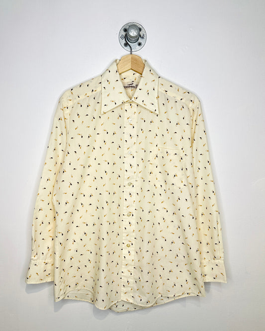 Vintage 70s Crocodile Off White Dress Shirt