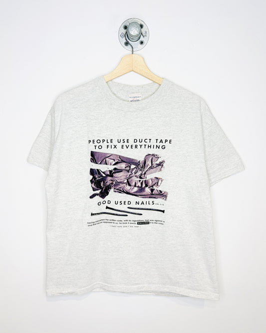 Vintage 90s/00s “God Used Nails COL 2:14” Grey Tee Shirt