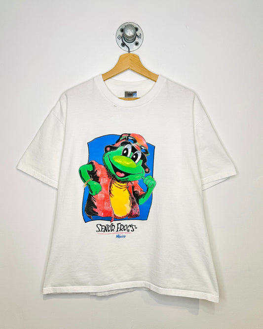 Vintage 90s Senor Frogs Mexico White Tee Shirt