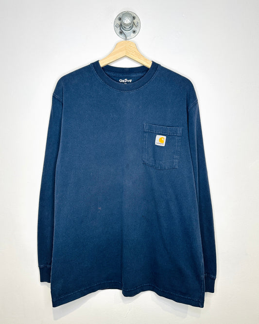 Carhartt Faded Navy Blue Longsleeve Pocket Shirt