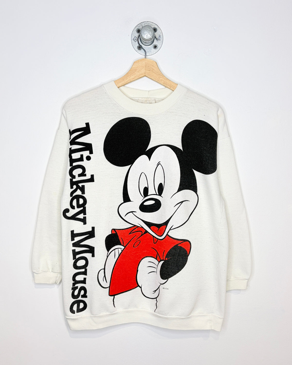 Vintage 80s Disney Mickey Mouse Thin White Crewneck Sweatshirt