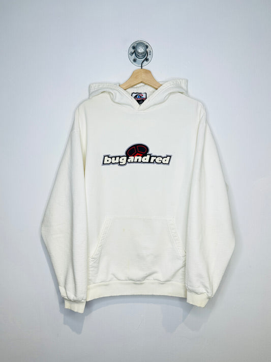 Vintage 1990s Bug And Red White Distressed Hoodie