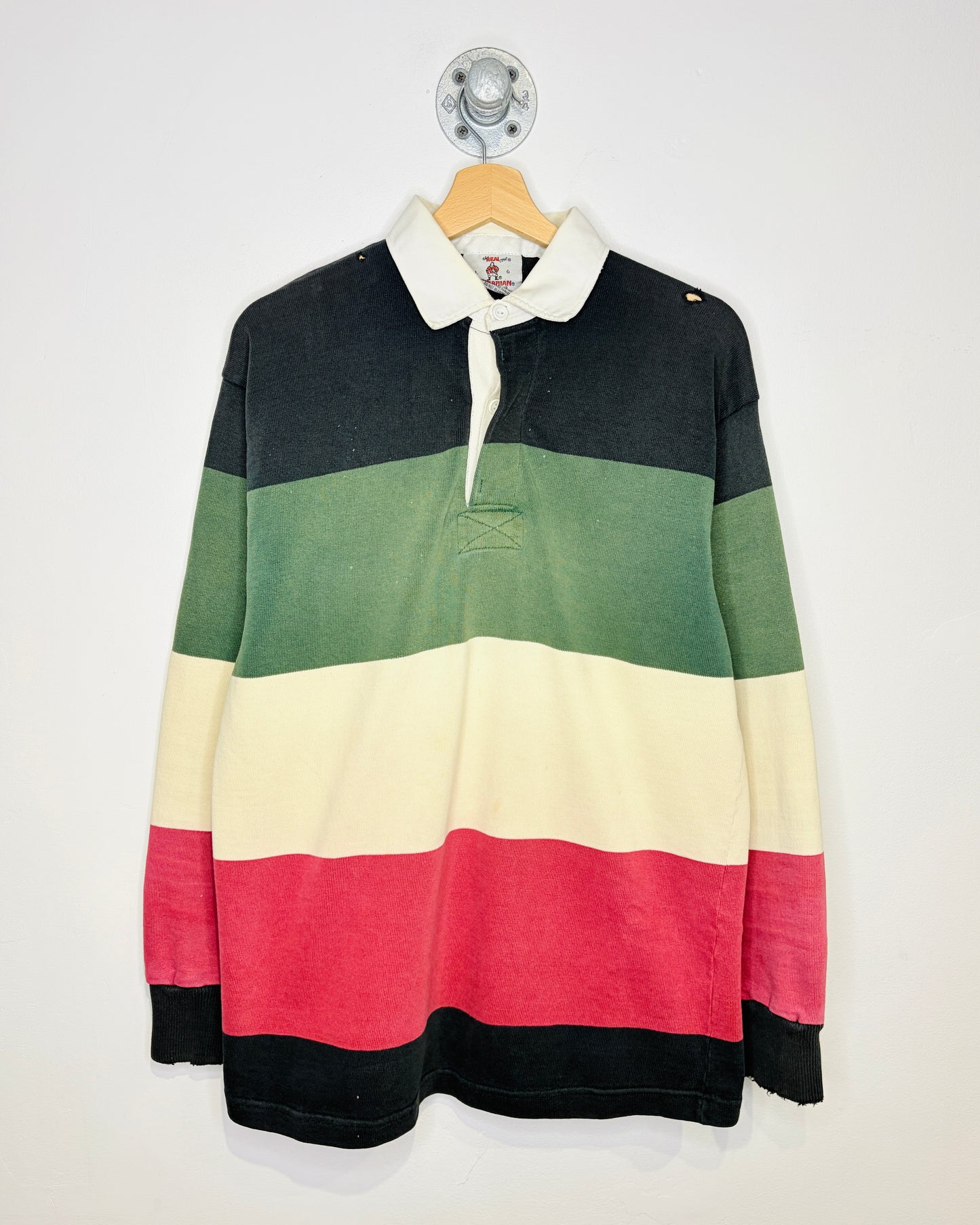 Vintage 90s Barbarian Distressed Colo Block Rugby Shirt