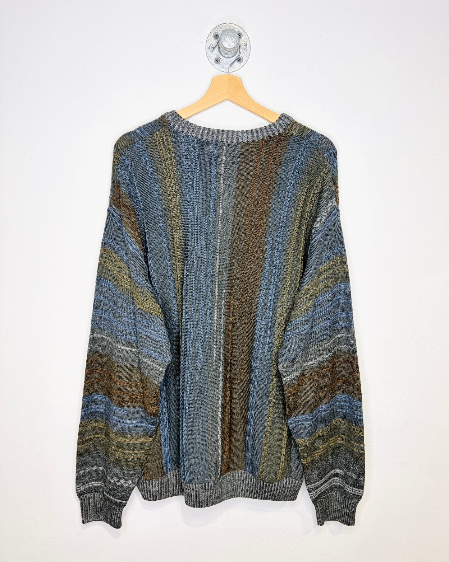 Vintage 1990s Cellinni Blue And Brown Tinted Acrylic Sweater