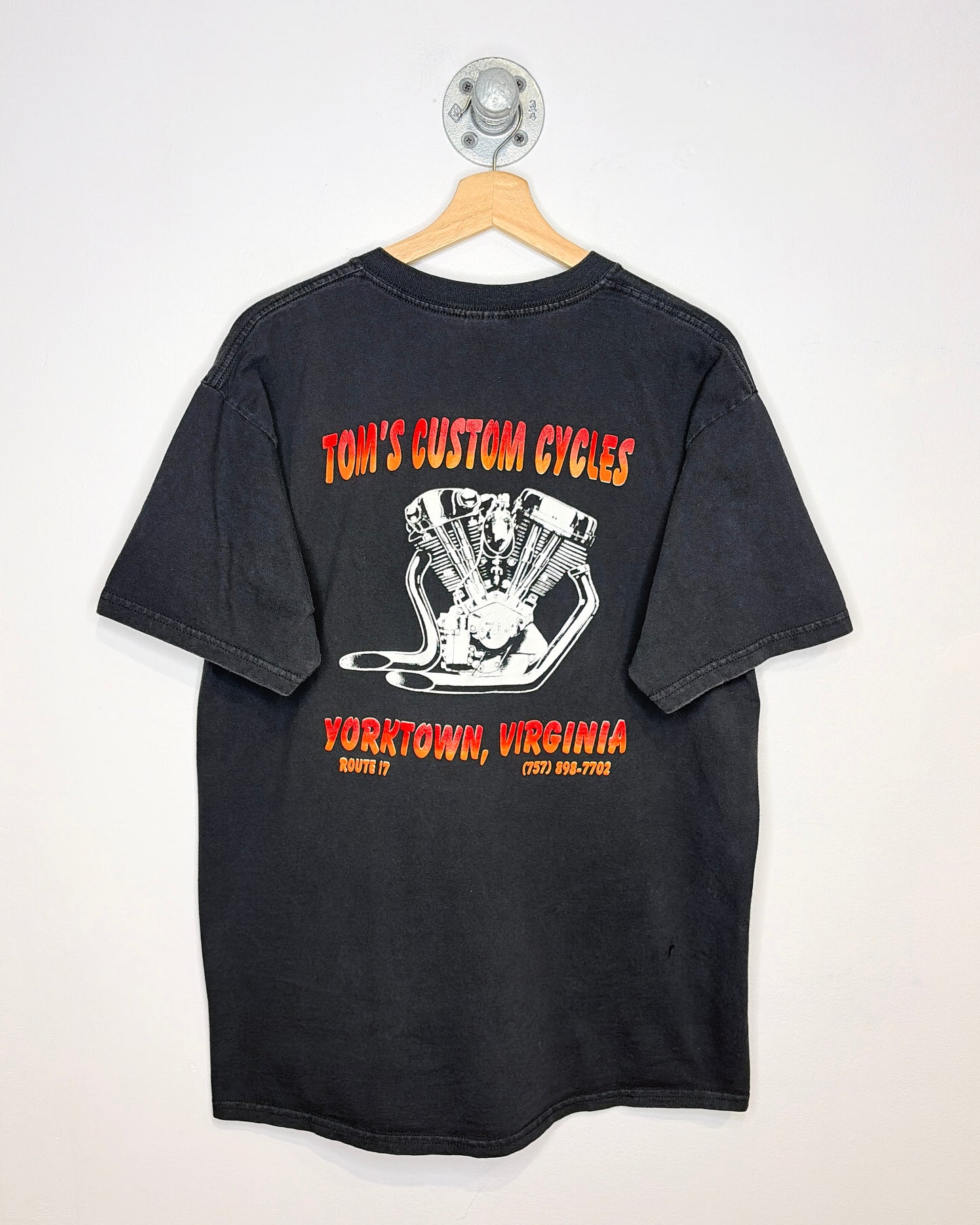 Vintage Tom’s Custom Cycles Black Pocket Tee Shirt