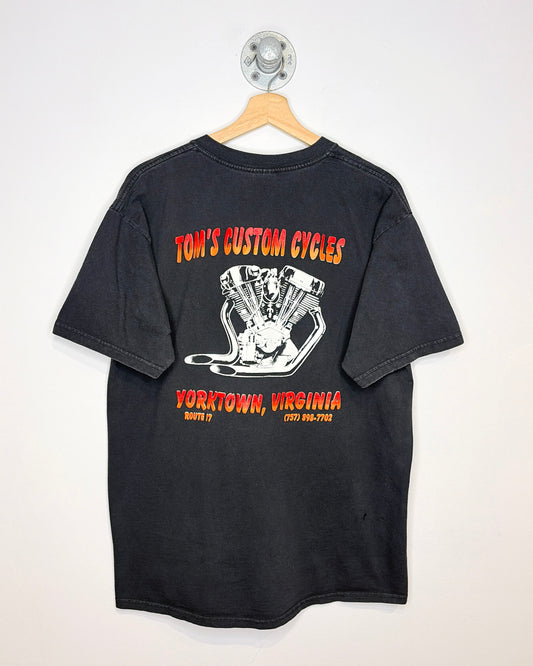 Vintage Tom’s Custom Cycles Black Pocket Tee Shirt