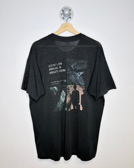 Vintage 90s British Aerospace Paper Thin Black Tee Shirt