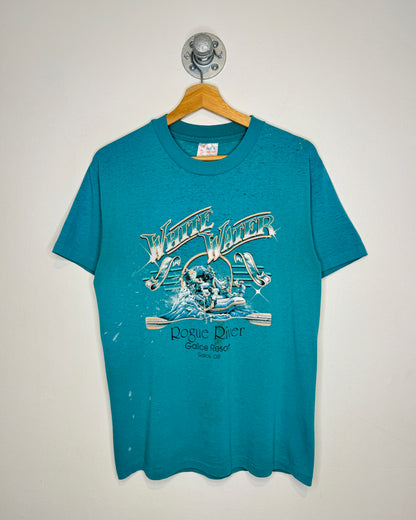 Vintage White Water Rafting Teal Tee Shirt