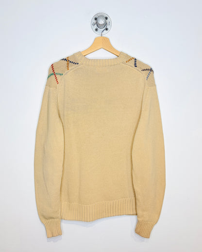 Vintage 90s Alan Flosser Tan Argyle Cotton Sweater