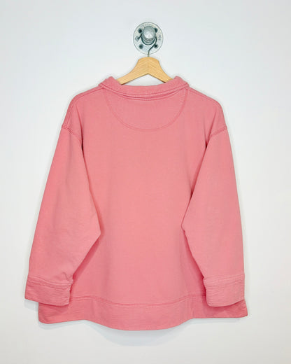 Vintage 90s Cotton Ginny Faded Pink 1/4 Zip Sweatshirt