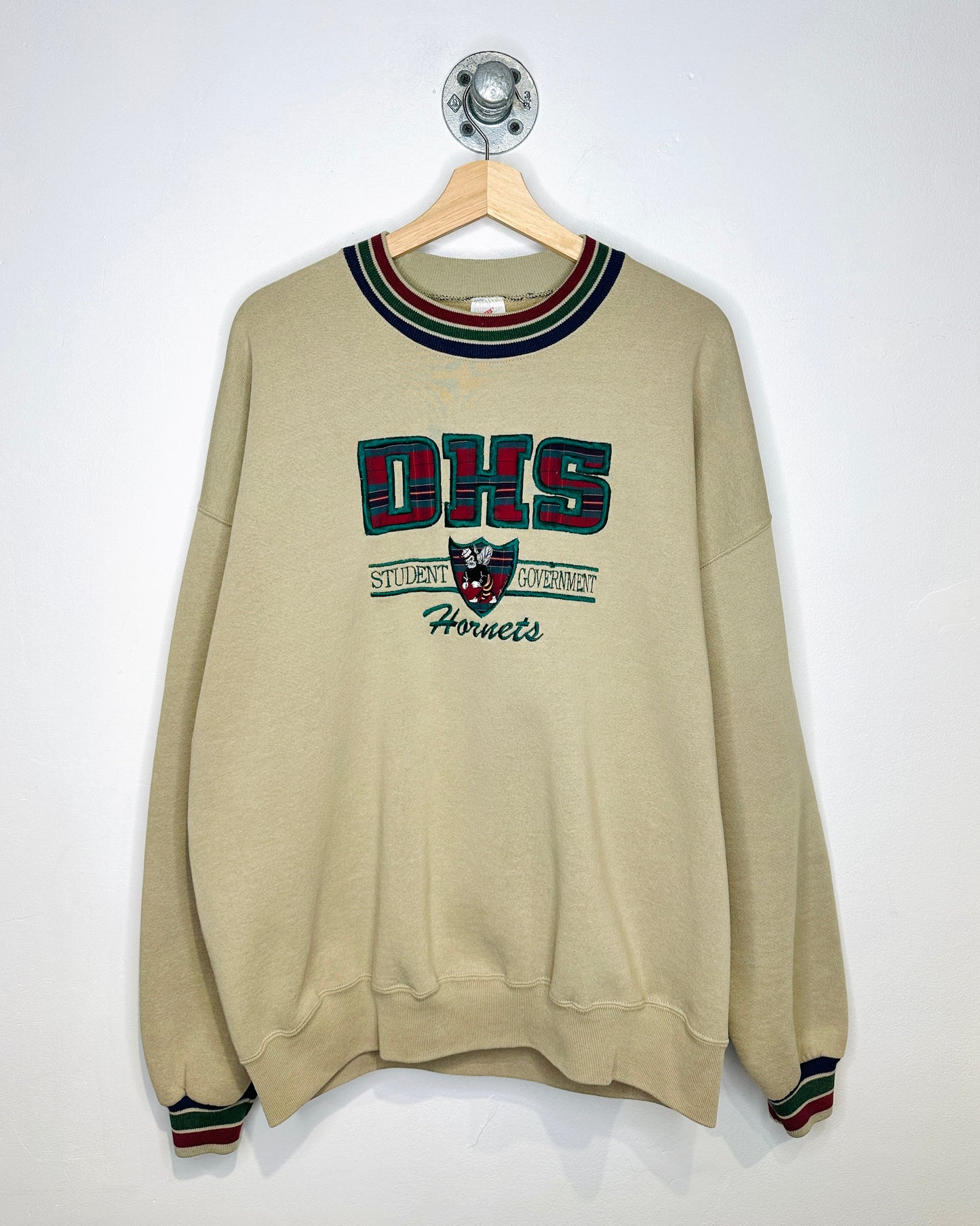 Vintage 90s DHS Hornets Tan Crewneck Sweatshirt