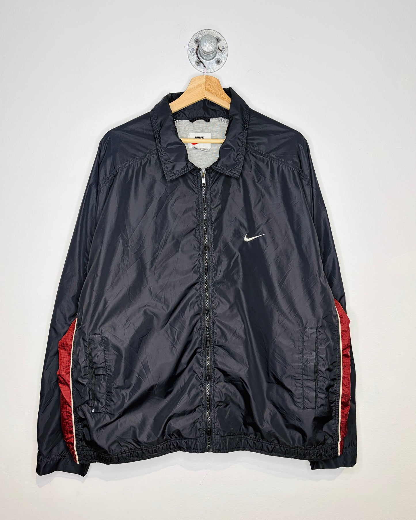 Vintage 90s Nike TwoTone Black & Burgundy Coach Jacket